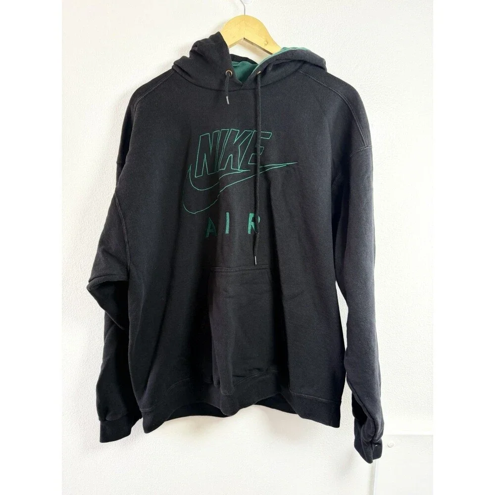 Vintage 90s Nike Air Hoodie Mens L Black Green Embroidered Made USA